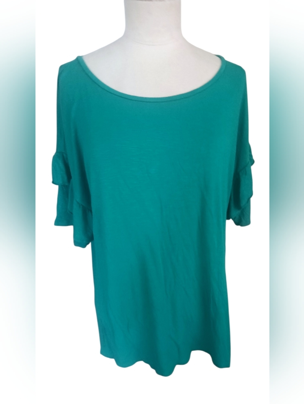 Westport Women's Green Flutter Sleeve Top Blouse Size 1X GUC